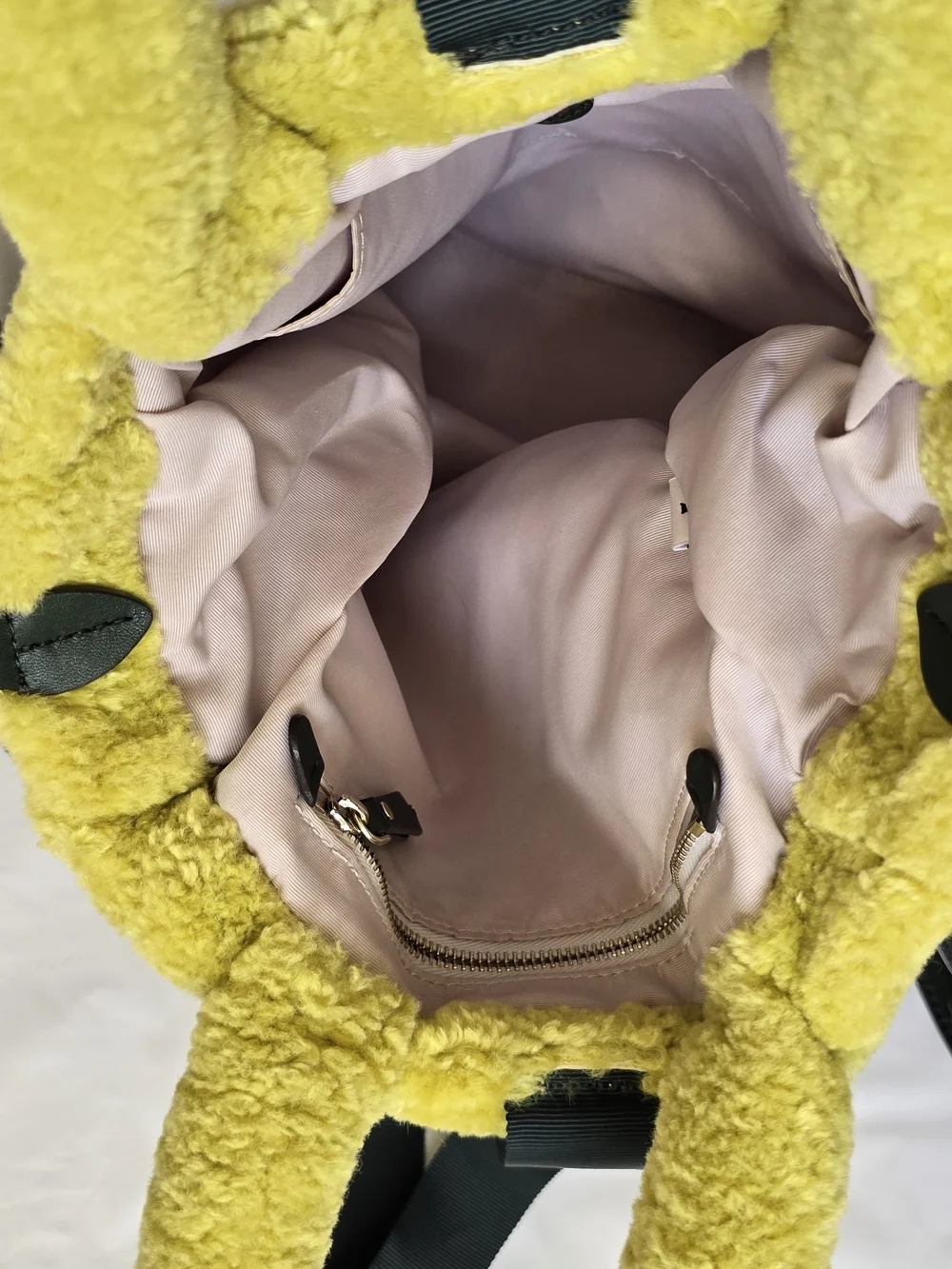 kate spade Yellow Faux-Shearling Tote with Black Straps